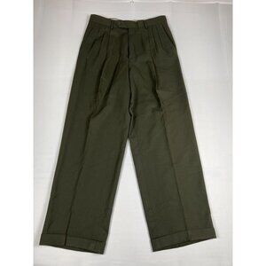 Vintage Givenchy Monsieur Men’s 31R Pleated Olive Green Wool Trousers USA